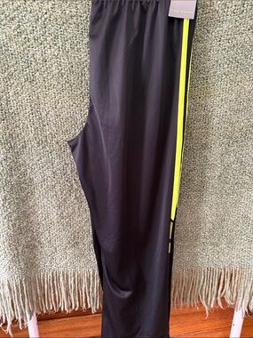 Black Tek Gear Athletic Pants with Neon Yellow Stripe
